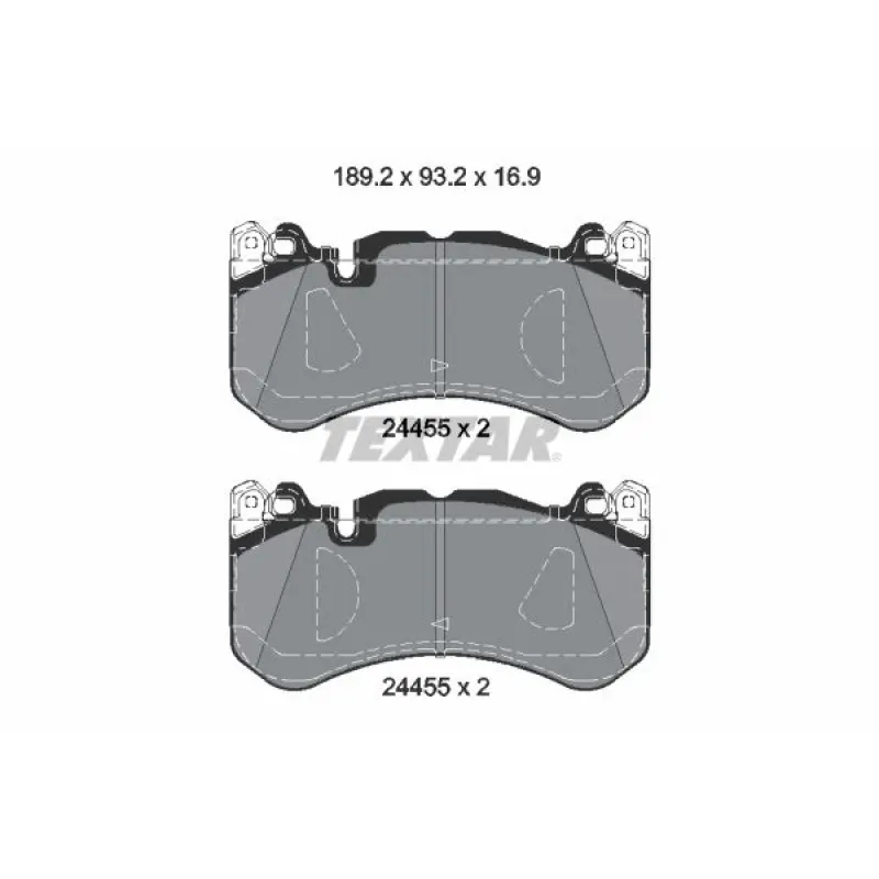 Колодки гальмівні передні TEXTAR 2445505 для Mercedes-Benz GLE W166, GL X166, 93.2x189.2x16.9 мм, гальмівна система Brembo