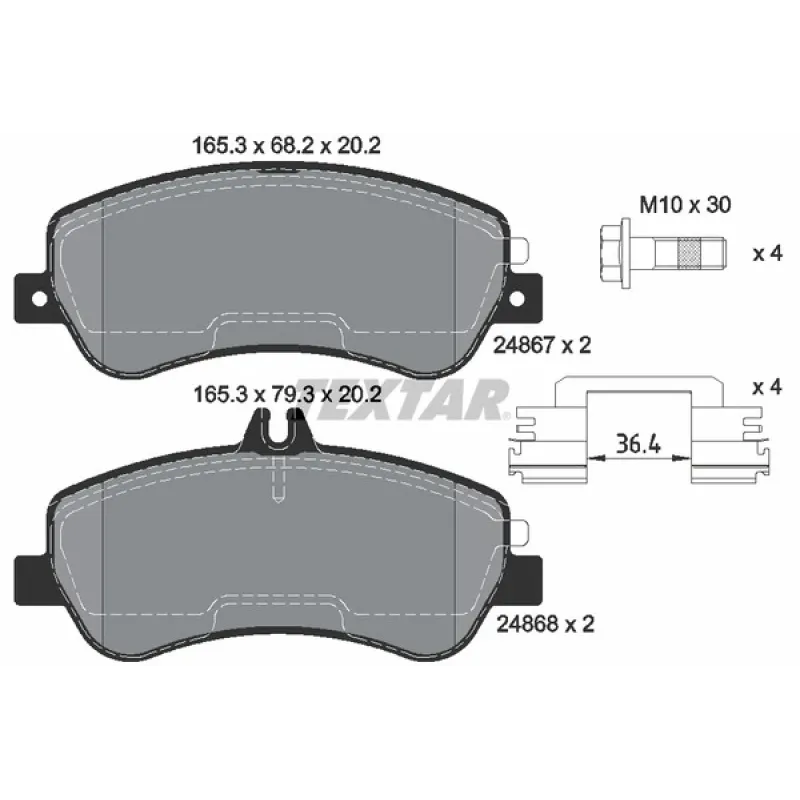 Колодки гальмівні передні TEXTAR 2486701 для Mercedes-Benz GLK-Class X204 2008-2015, 20.2 мм