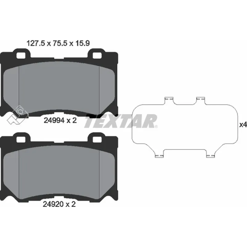 Колодки гальмівні передні TEXTAR 2499401 для Infiniti FX/G/Q50, Nissan 370Z, Akebono 15.9мм