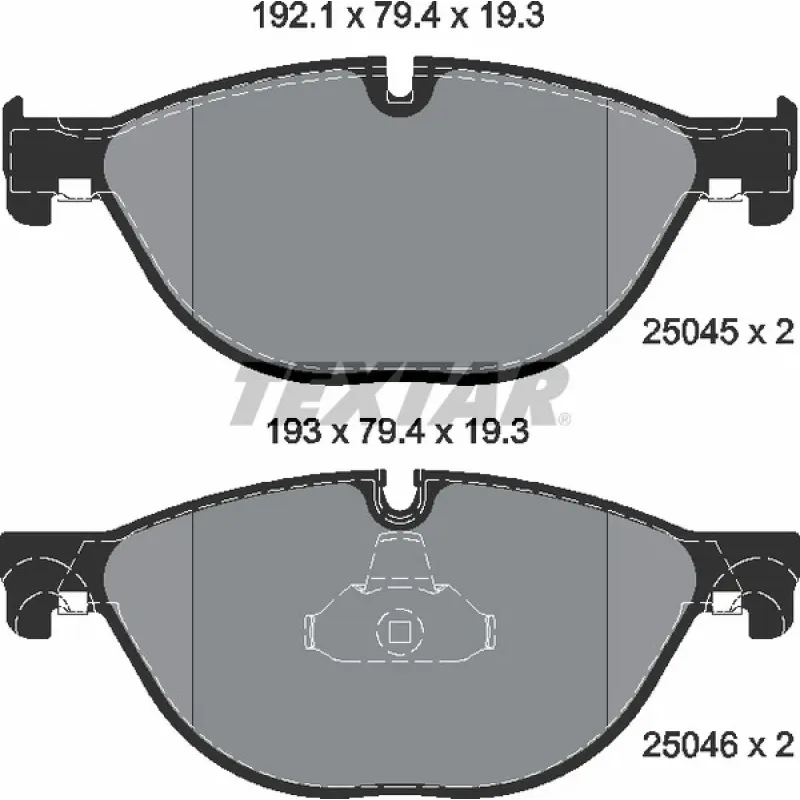 Колодки гальмівні передні TEXTAR 2504501 для BMW 5/6/7 F01/F10/F11/F07, 192.1x79.4 мм