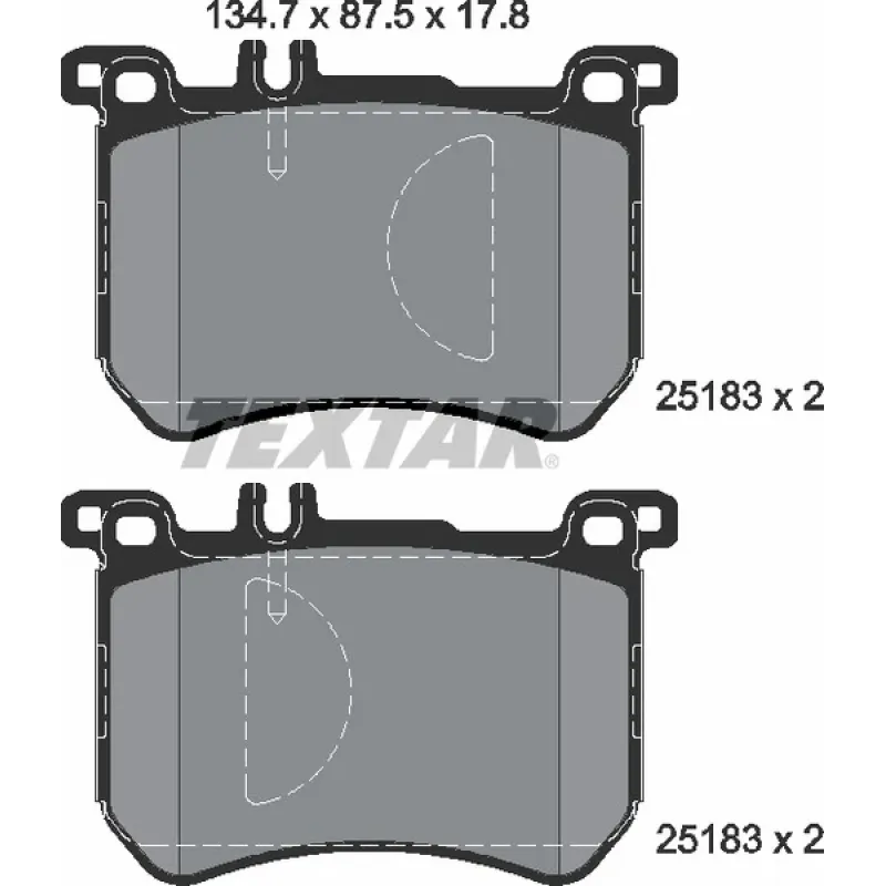 Колодки гальмівні передні TEXTAR 2518301 для Mercedes-Benz S-Class W222, SL R231 (Brembo) 134.7x87.5 мм