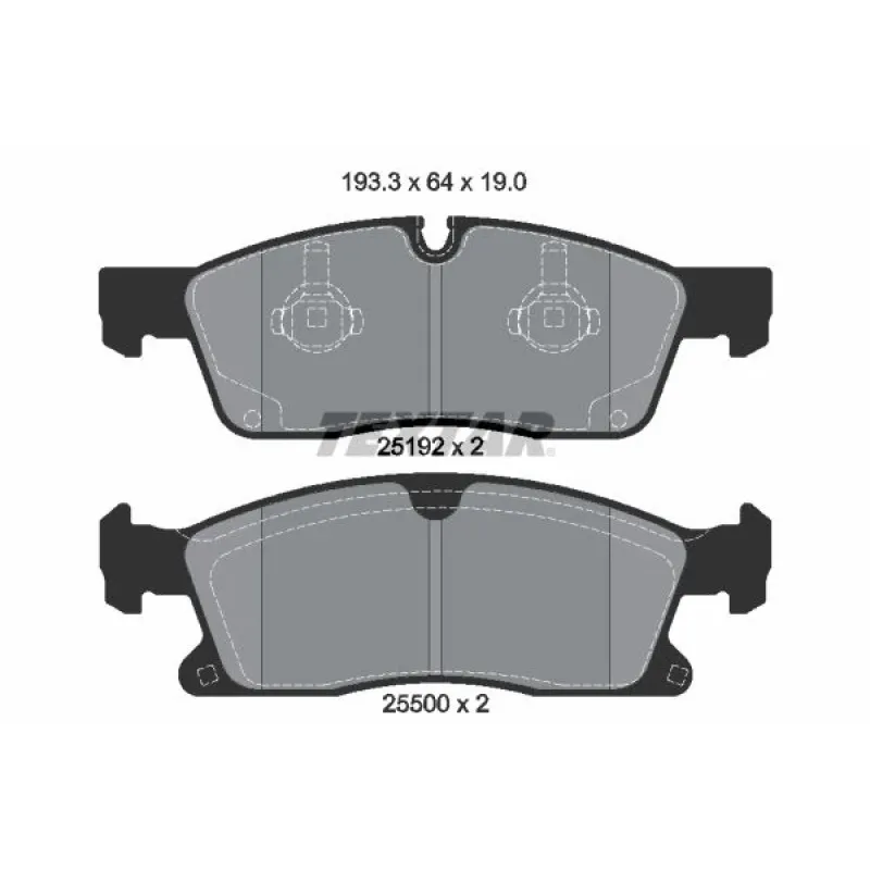 Колодки гальмівні передні TEXTAR 2519201 для Mercedes-Benz GLE W166/GLS X166 2011-2019, 193.3x64x19 мм