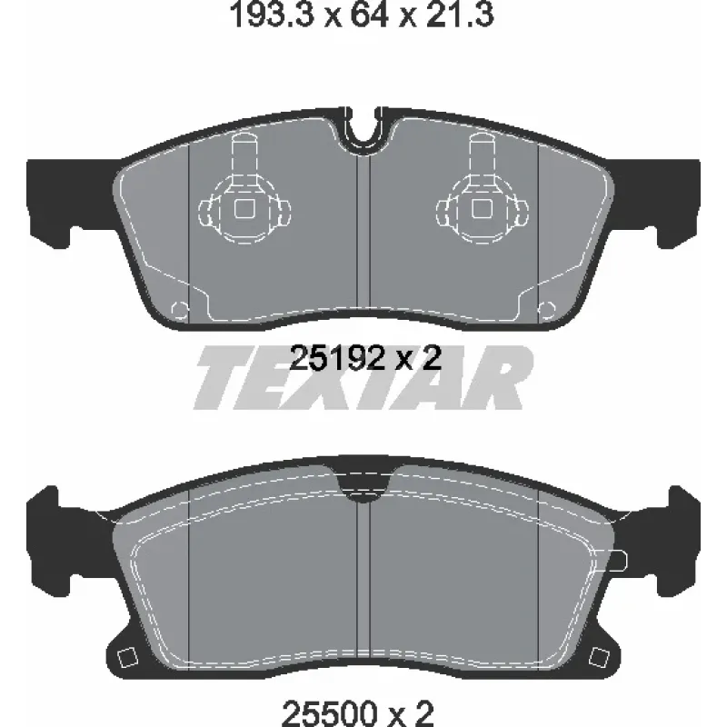 Колодки гальмівні передні TEXTAR 2519202 для Mercedes-Benz M/GL/GLE/GLS-Class W166/X166 2011-, 193.3x64x21.3 мм