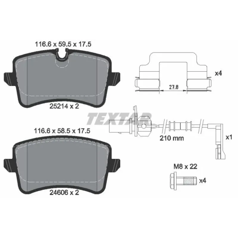 Колодки гальмівні задні TEXTAR 2521413 для Audi A4/A5/A6/A7, Porsche Macan (Lucas)