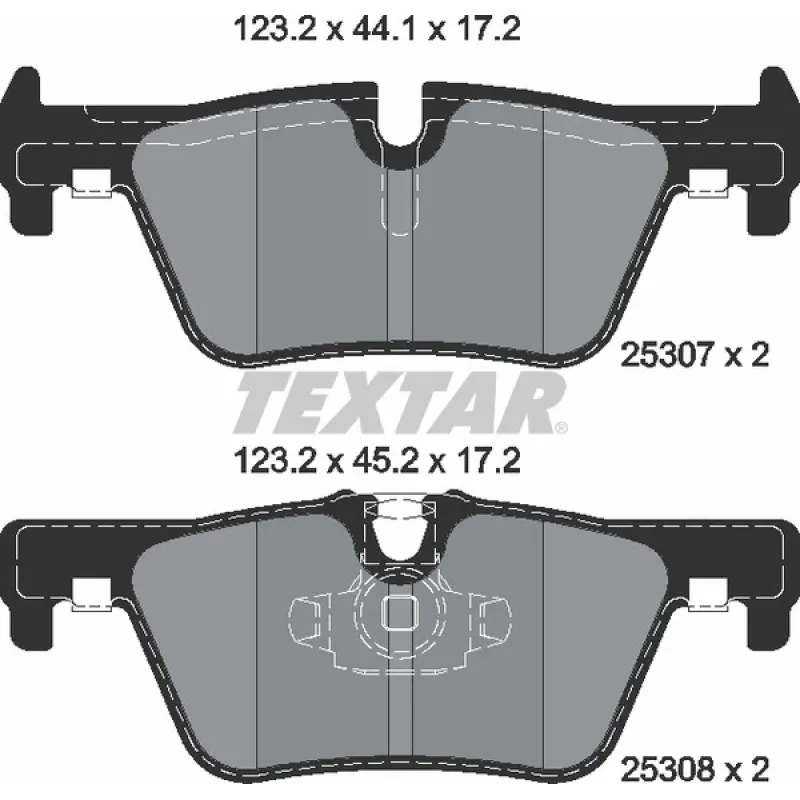 Колодки гальмівні задні TEXTAR 2530701 для BMW 1 (F20/21), 3 (F30/F31/F34) 123.2x44.1/45.2 мм