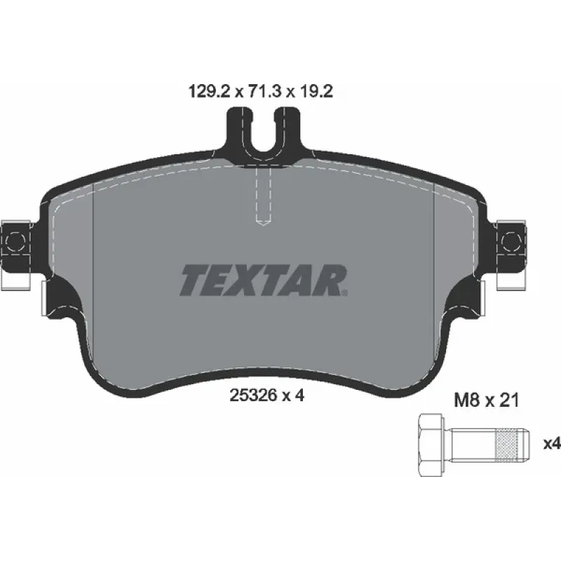 Колодки гальмівні передні TEXTAR 2532601 для Mercedes-Benz A-Class (W176) B-Class (W246) 2011-, 71.3x129.2 мм