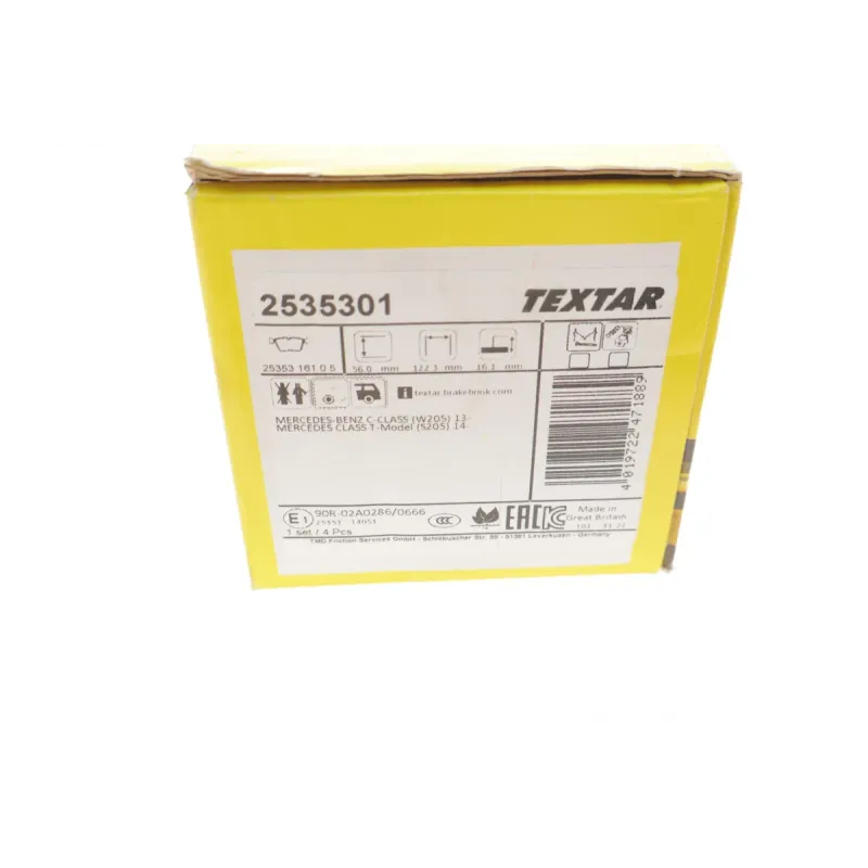 Колодки гальмівні задні TEXTAR 2535301 для Mercedes-Benz C-Class W205/S205 2014-, 122.5x56x16.1 мм