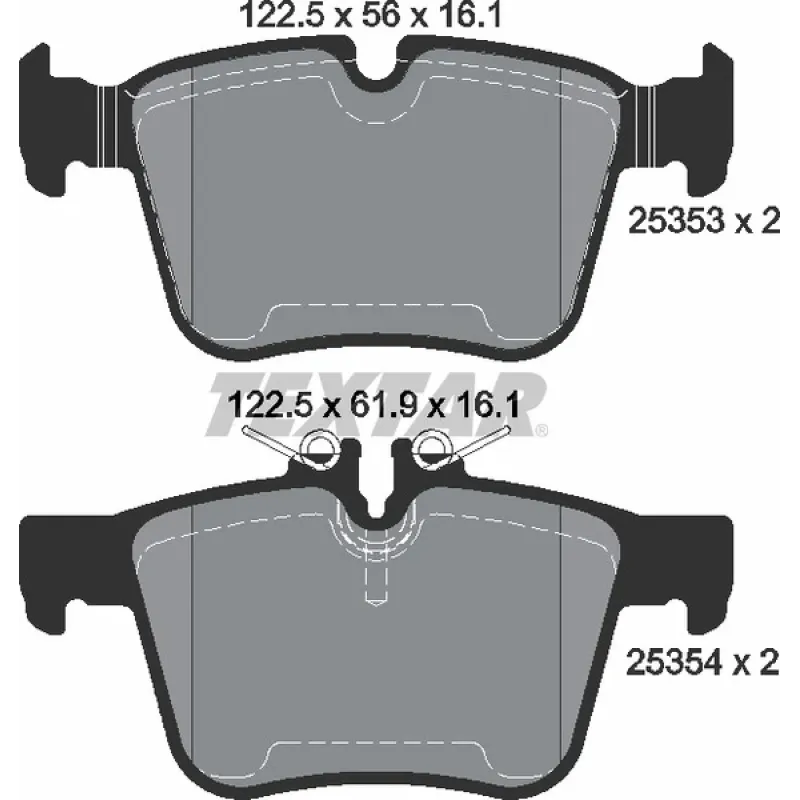 Колодки гальмівні задні TEXTAR 2535301 для Mercedes-Benz C-Class W205/S205 2014-, 122.5x56x16.1 мм