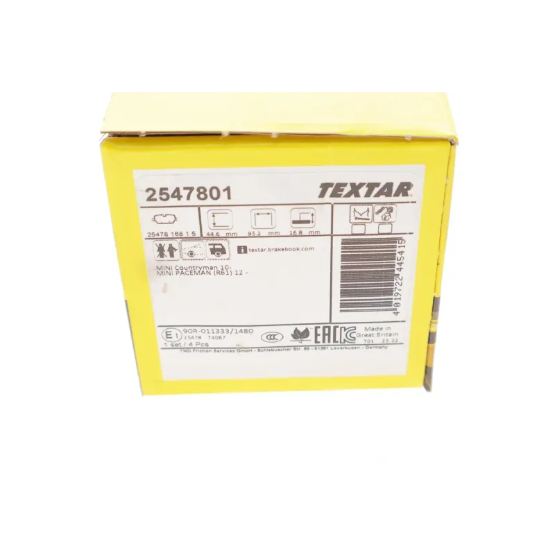 Колодки гальмівні задні TEXTAR 2547801 для Mini Countryman R60/Paceman R61 2010-2016, 95.4x44.6 мм