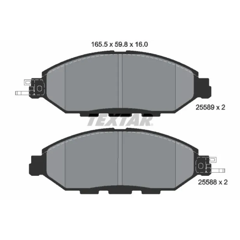 Колодки гальмівні передні TEXTAR 2558903 для Nissan Pathfinder R52 2012-2024, 165.5x59.8x16 мм