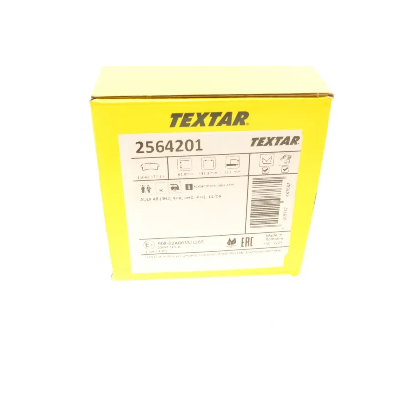Колодки гальмівні задні TEXTAR 2564201 для Audi A6/A7/A8 2012-2018, 131.3x61.9 мм