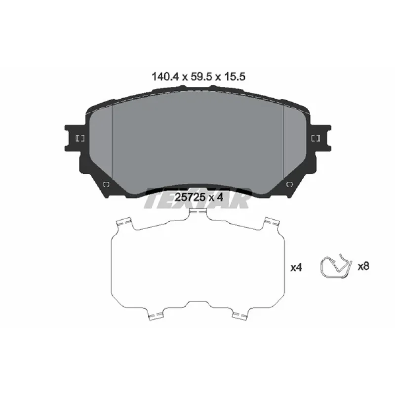 Колодки гальмівні передні TEXTAR 2572501 для Mazda 6 GJ/GH 2012- 140.4x59.5x15.5 мм