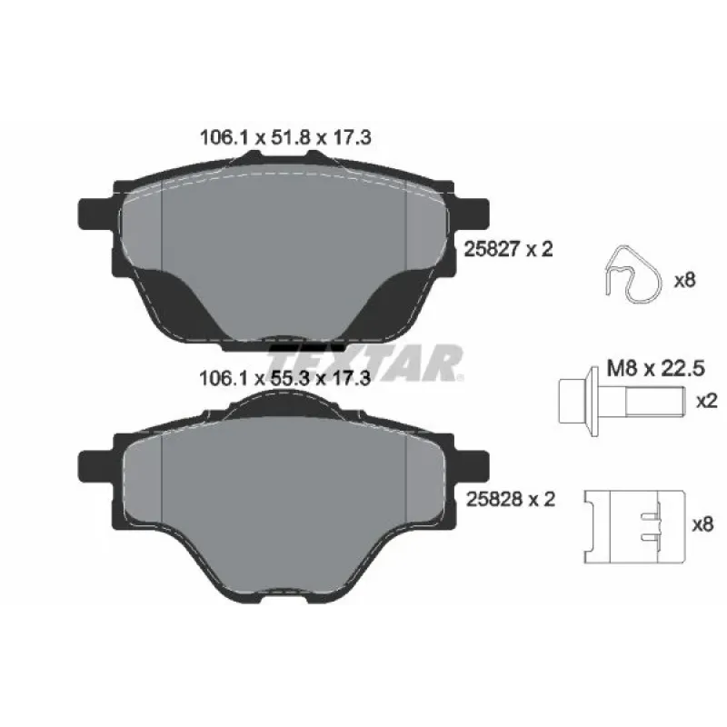 Колодки гальмівні задні TEXTAR 2582701 для Citroen C4 Picasso/Grand Picasso, Peugeot 308/3008, 106.1x51.8x17.3 мм