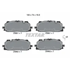 Колодки гальмівні передні TEXTAR 2586101 для Audi A4/A5/Q7, VW Touareg, 74x194x16.8 мм