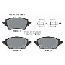 Колодки гальмівні задні TEXTAR 2615301 для Toyota C-HR, Corolla 118.2x48.4 мм