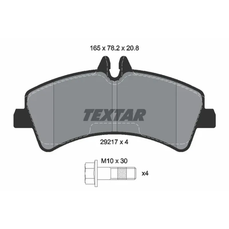 Колодки гальмівні задні TEXTAR 2921702 для Mercedes-Benz Sprinter 509-519 CDI, VW Crafter 50 (2006-), 20.8 мм