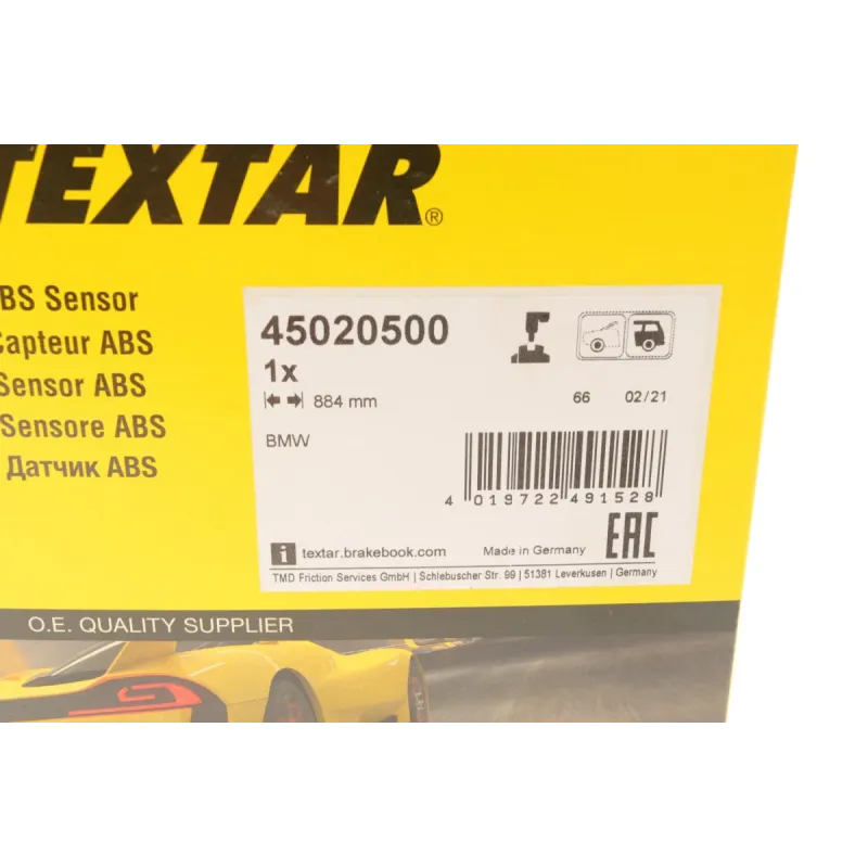 Датчик ABS задній TEXTAR 45020500 для BMW 3 (F30/F80) 2011-2015, 884 мм