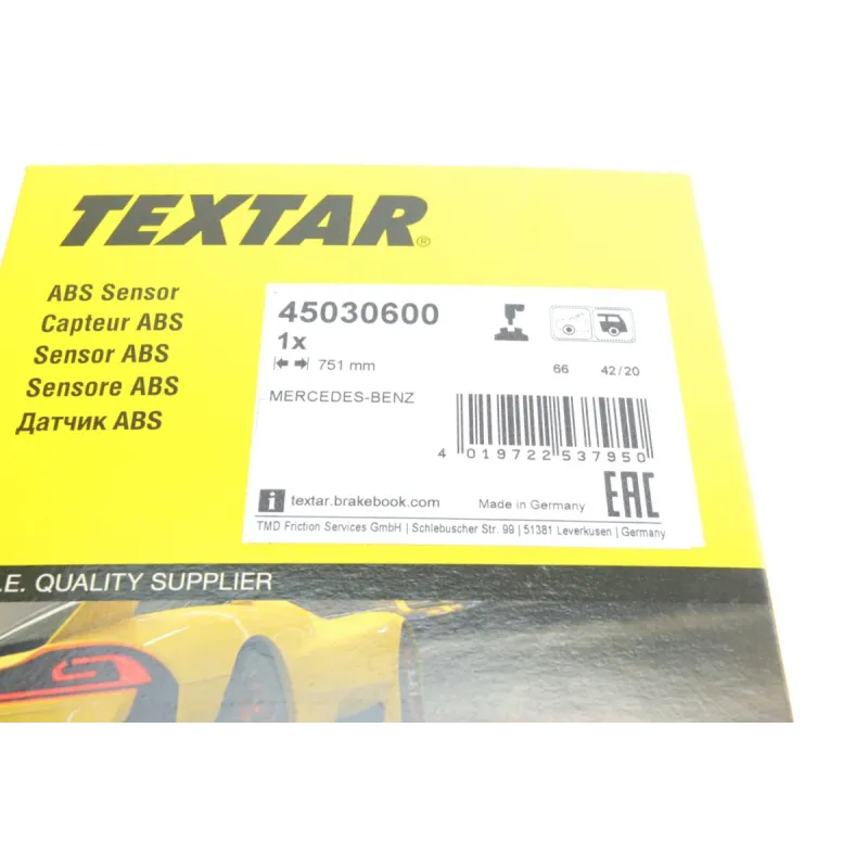 Датчик ABS задній TEXTAR 45030600 для Mercedes-Benz EQC N293, GLC X253/C253 (L=751мм)