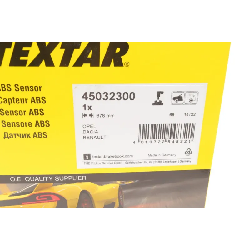 Датчик ABS передній TEXTAR 45032300 для Dacia Dokker, Logan II 2012-, L=678мм