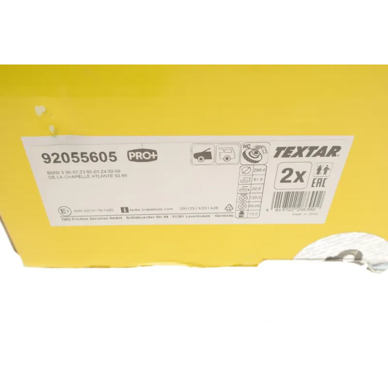 Диск гальмівний передній TEXTAR 92055605 для BMW 3 (E36/E46) 286x22 мм