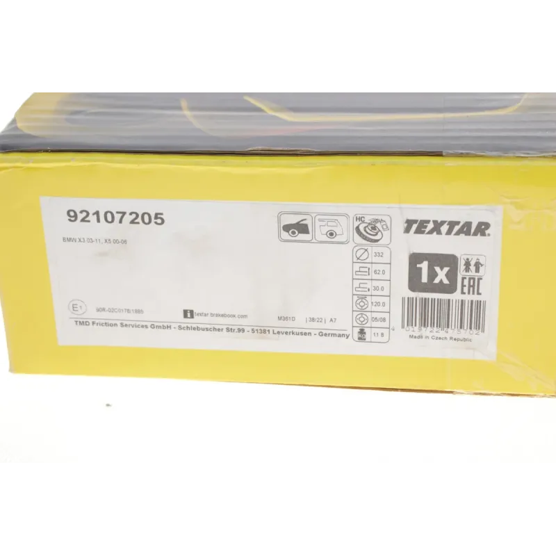 Диск гальмівний передній TEXTAR 92107205 для BMW X5 (E53) 2000-2007, 332x30 мм