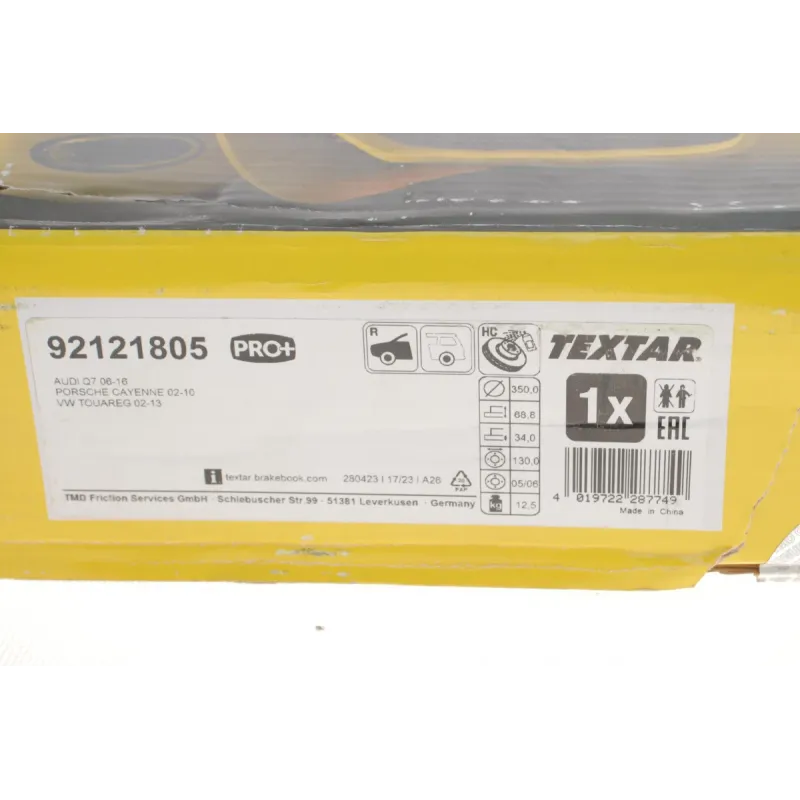 Диск гальмівний передній TEXTAR 92121805 для Audi Q7, Porsche Cayenne, VW Touareg 350x34 мм