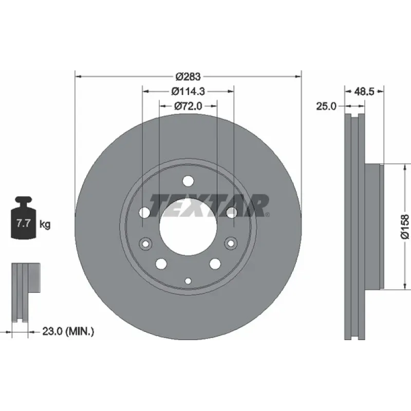 Диск гальмівний (передній) Mazda 6 02-13 (283х25) PRO
