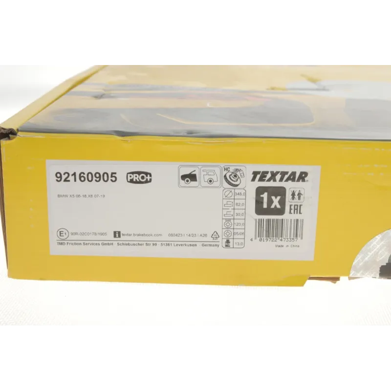 Диск гальмівний передній TEXTAR 92160905 для BMW X5 (E70/F15) X6 (E71/F16) 348x30 мм