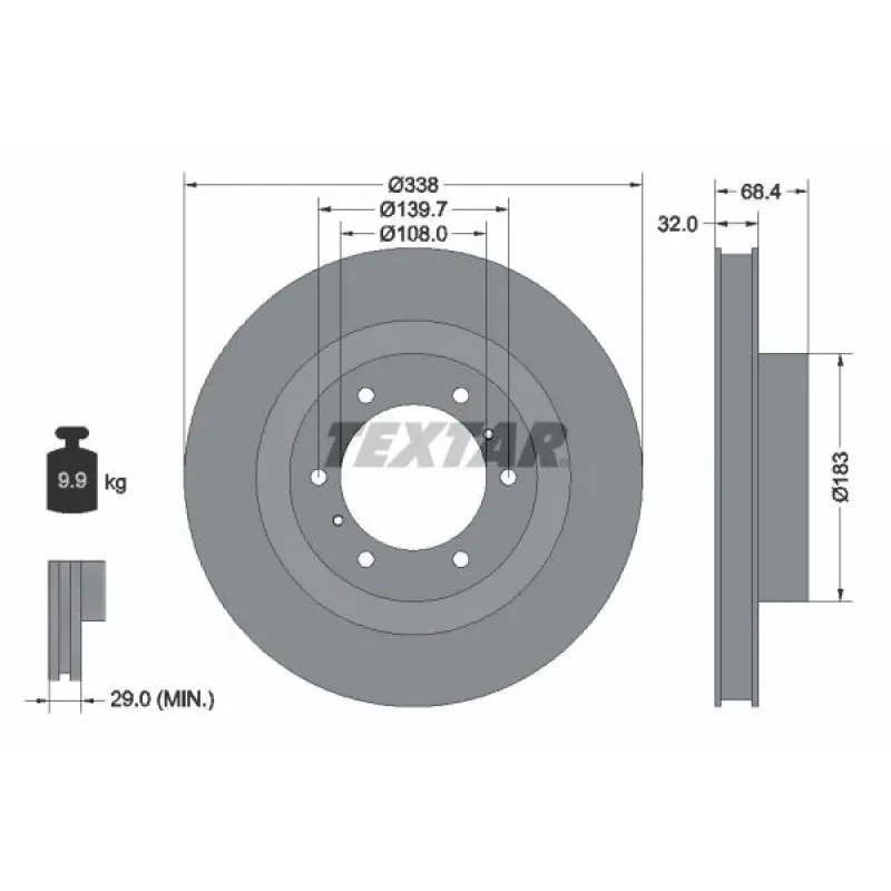 Диск гальмівний (передній) Toyota Land Cruiser 200/ Prado 08- (338x32) PRO