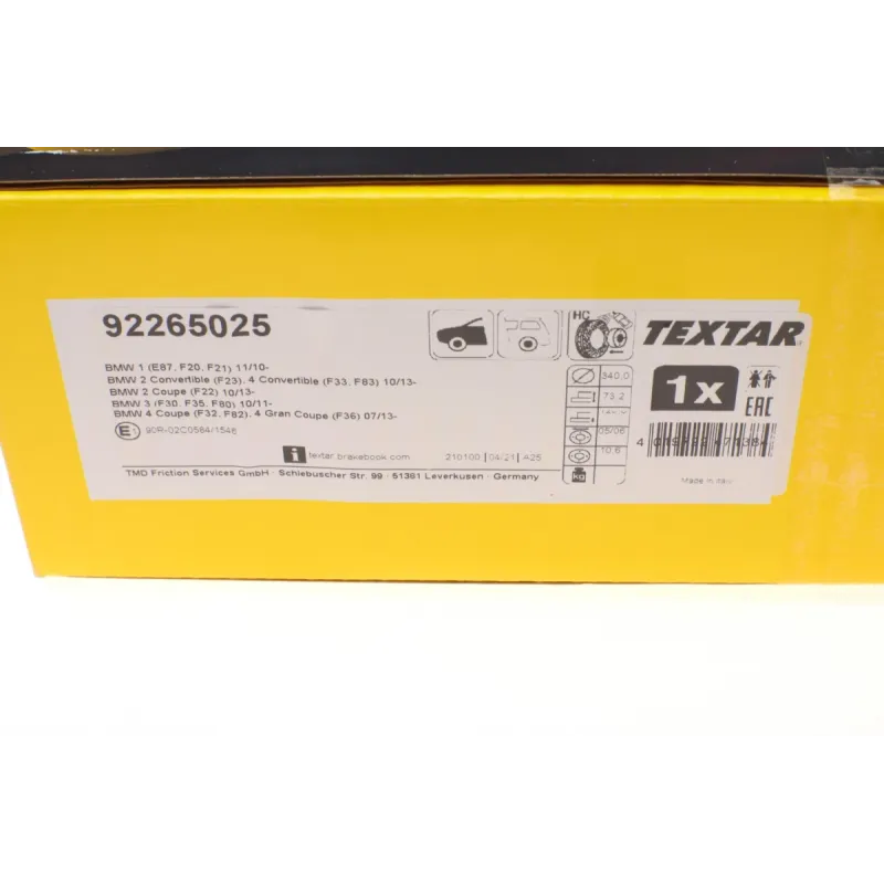 Диск гальмівний (передній) BMW 1 (F20/F21)/3 (F30/F80) (340x30) 11- PRO+