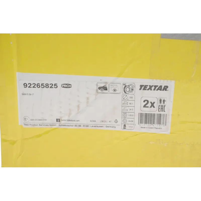 Диск гальмівний передній TEXTAR 92265825 для BMW 5 F10/F11/F18 2010- 330x24 мм