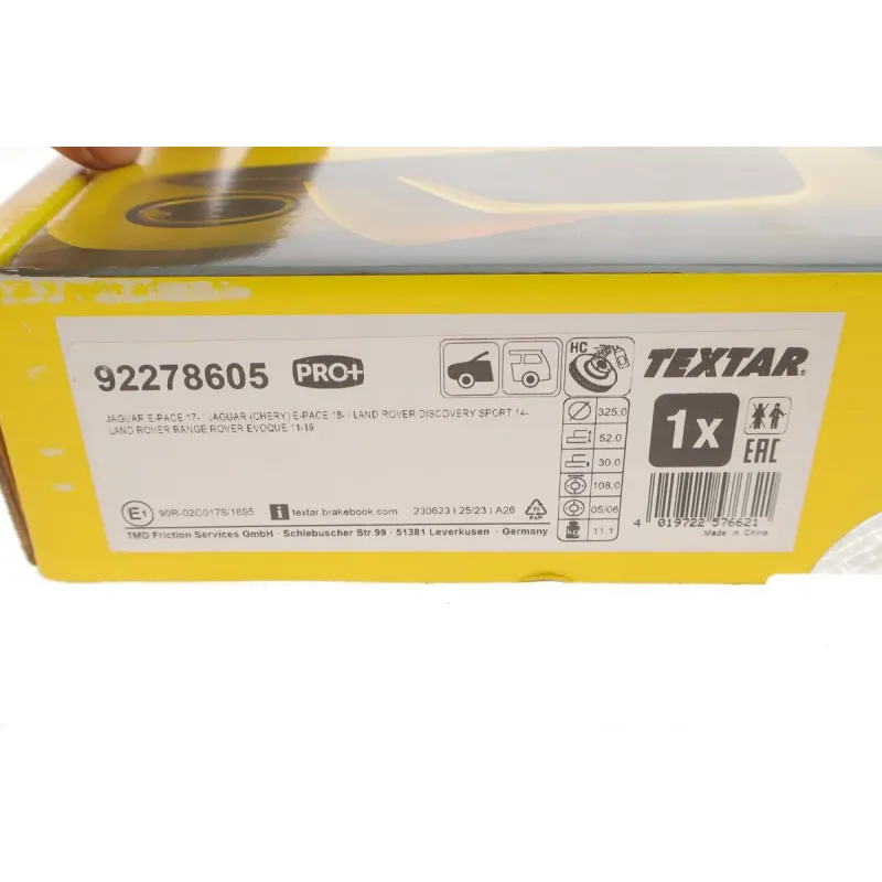 Диск гальмівний передній TEXTAR 92278605 для Land Rover Discovery Sport, Range Rover Evoque 325x30 мм