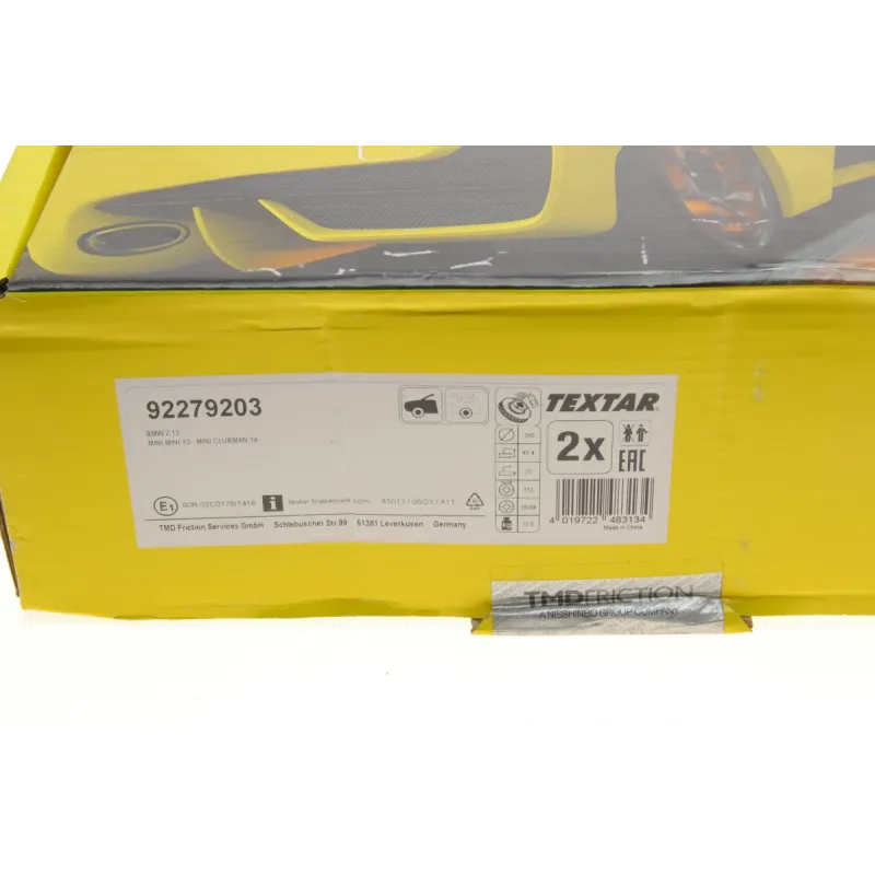 Диск гальмівний передній TEXTAR 92279203 для Mini Cooper F55/F56/F57 (280x22 мм)