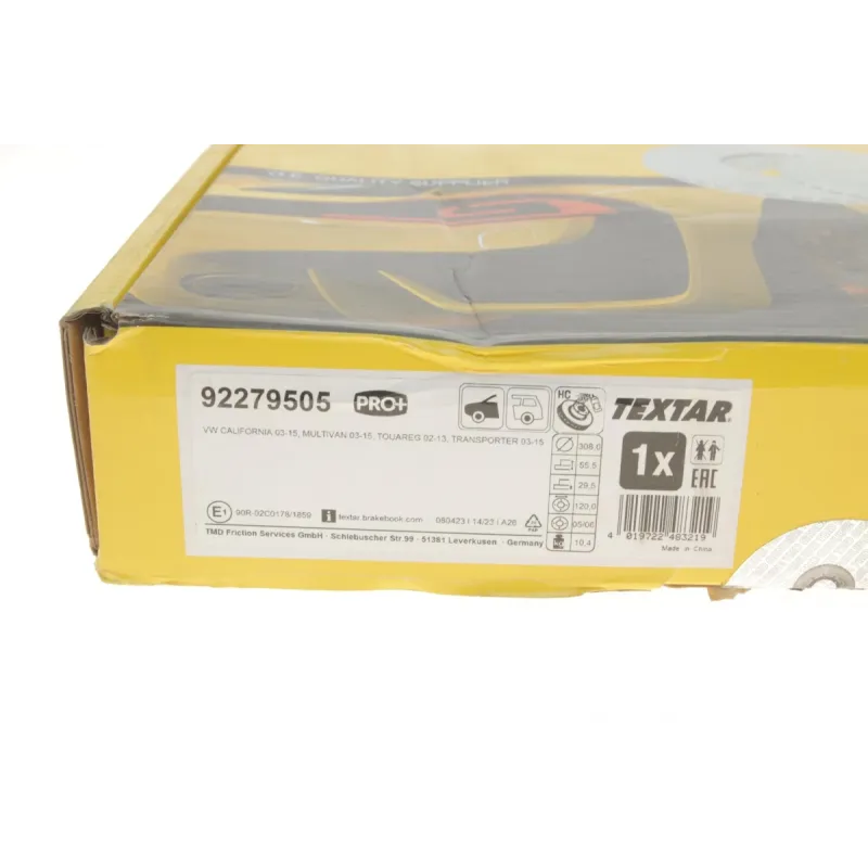 Диск гальмівний передній TEXTAR 92279505 для Volkswagen T6/Multivan VI 2015-, Touareg 2002-2010 (308x29.5 мм)