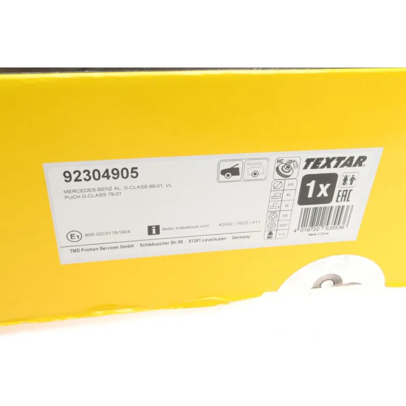 Диск гальмівний передній TEXTAR 92304905 для Mercedes-Benz G-Class W461/W463 2003- 315x30 мм