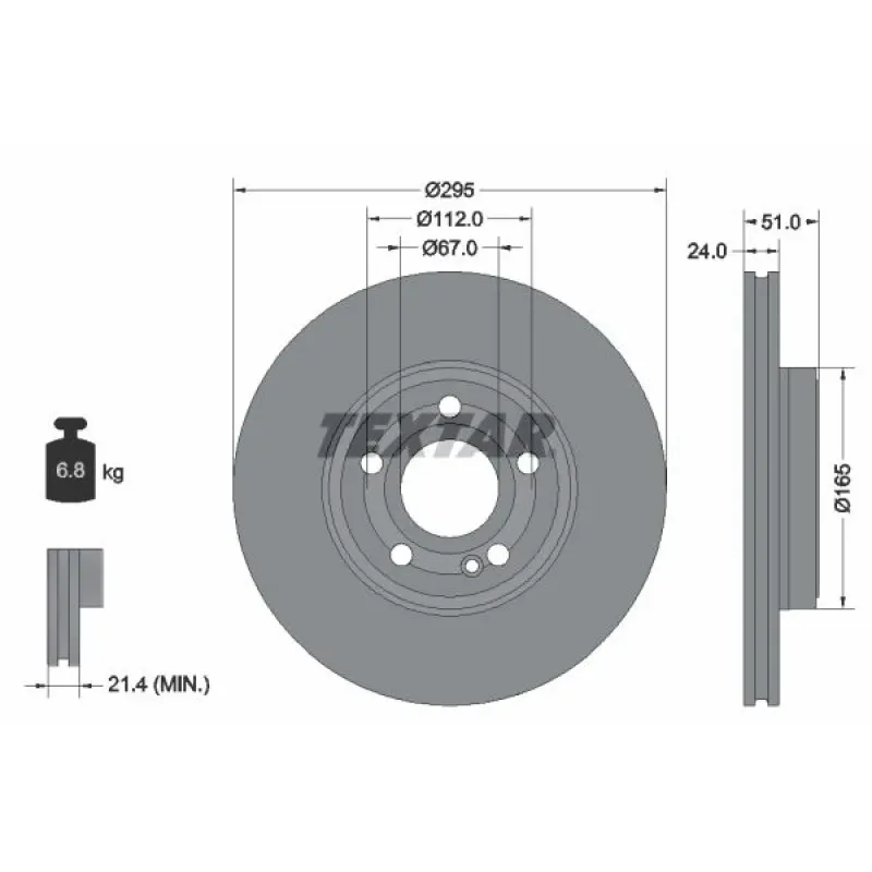 Диск гальмівний передній TEXTAR 92323505 для Mercedes-Benz A-Class W177, B-Class W247, CLA C118 (295x24 мм)