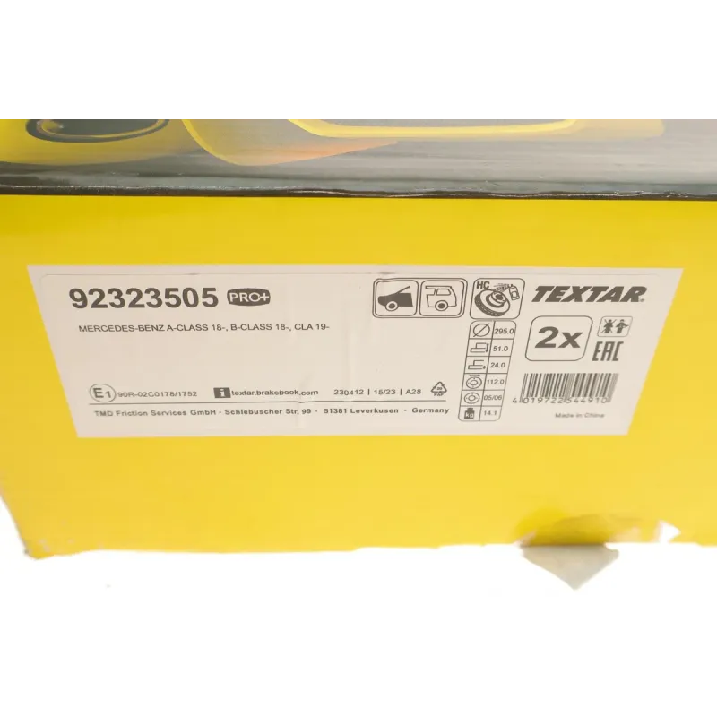 Диск гальмівний передній TEXTAR 92323505 для Mercedes-Benz A-Class W177, B-Class W247, CLA C118 (295x24 мм)