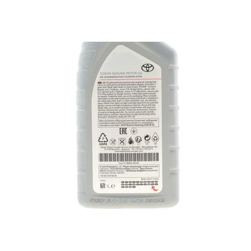 Моторна олива TOYOTA 0W20 AFE 1L, артикул 08880-86296