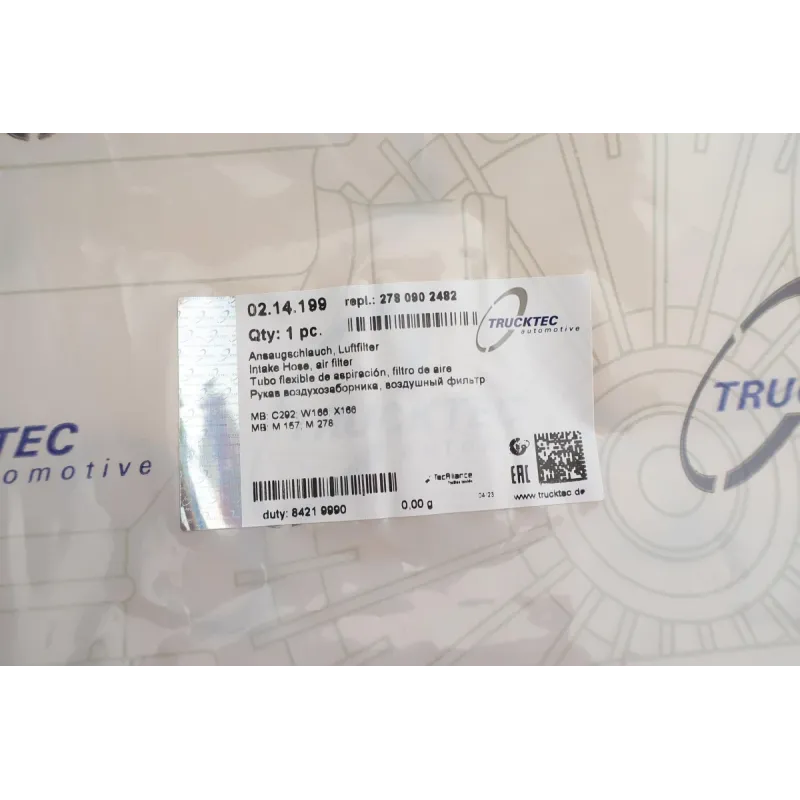 Патрубок повітряного фільтра TRUCKTEC AUTOMOTIVE 02.14.199 праворуч для Mercedes-Benz M-Class W166 2011-2015