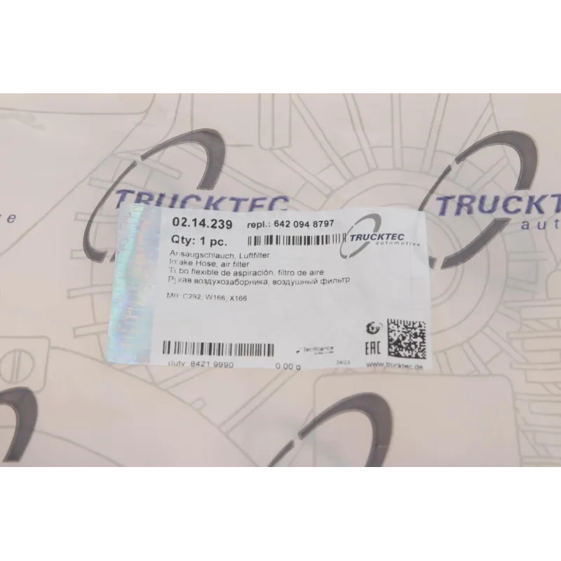 Патрубок повітряного фільтра лівий TRUCKTEC AUTOMOTIVE 02.14.239 для Mercedes-Benz M-Class W166 2011-2019