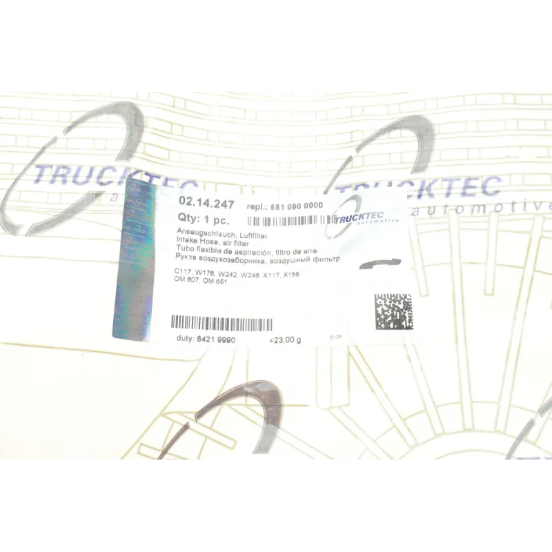 Патрубок повітряного фільтра TRUCKTEC AUTOMOTIVE 02.14.247 для Mercedes-Benz A-Class W176, B-Class W246 2011-2018