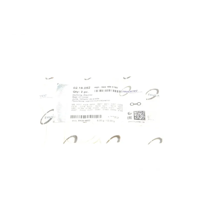 Прокладка радіатора масляного TRUCKTEC AUTOMOTIVE 02.18.092 для Mercedes-Benz Sprinter OM642 3.0CDI, 642 188 0180