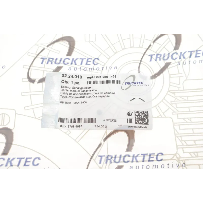 Трос куліси TRUCKTEC AUTOMOTIVE 02.24.010 для Mercedes-Benz Sprinter 2.7CDI OM612