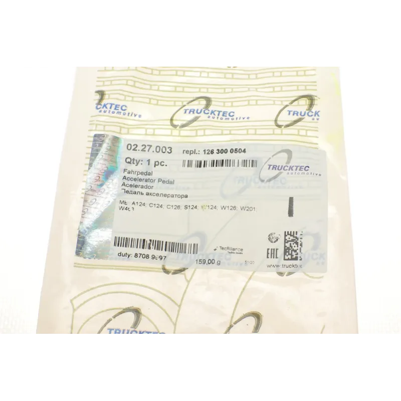 Педаль газу TRUCKTEC AUTOMOTIVE 02.27.003 для Mercedes-Benz E-Class (W124) 1985-1995