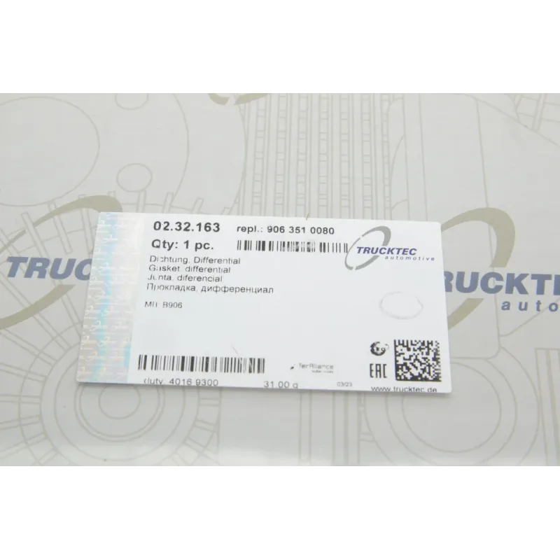 Прокладка заднього редуктора TRUCKTEC AUTOMOTIVE 02.32.163 для Mercedes-Benz Sprinter 906, Volkswagen Crafter 2006-