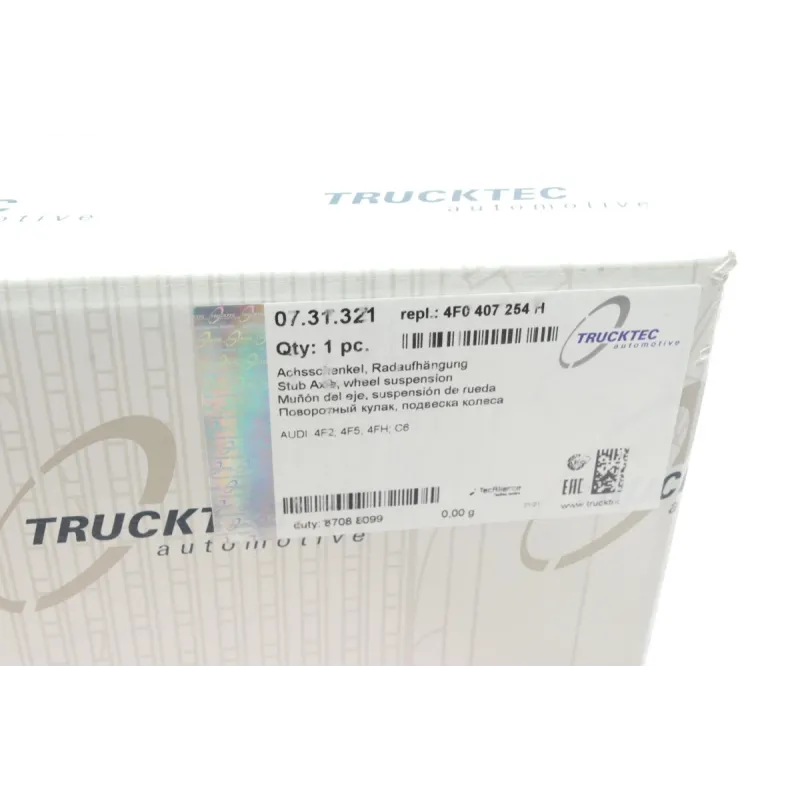 Кулак поворотний TRUCKTEC AUTOMOTIVE 07.31.321 передній правий для Audi A6 C6 2004-2011, діаметр підшипника 92 мм