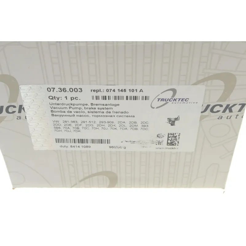 Насос вакуумний TRUCKTEC AUTOMOTIVE 07.36.003 для Audi A6 C4/C5, VW LT T4