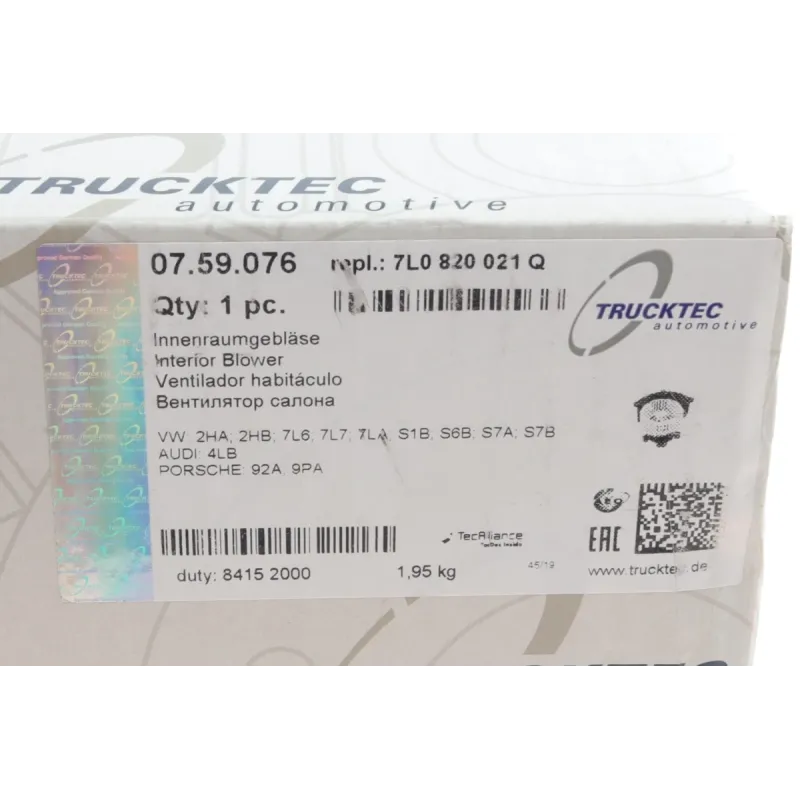 Моторчик пічки TRUCKTEC AUTOMOTIVE 07.59.076 для Audi Q7, VW Touareg 2006-2015