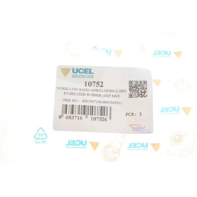 Втулка стабілізатора переднього UCEL 10752 для Renault Logan/Sandero 2004-, d=23мм