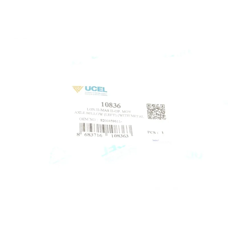 Пильник ШРКШ внутрішній UCEL 10836 для Renault Trafic 1.9/2.5dCi/2.0i 01-, передній міст, діаметр 28/74 мм